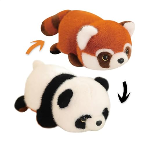 Roter Panda Kuscheltier 50cm,Niedliches Cartoon Spielzeug,Reversible Plüschtiere,Weiches Doppelseitiges Spielzeug,Panda Stofftier Panda-Stofftier,Reversibles Rotes Spielzeug, Interaktionsspielzeug von Generisch