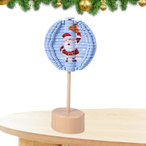 Rotierender Lutscher aus Holz, rotierender Lutscher-Fidget | Weihnachtsmuster-Spin-Flip-Puzzle,Doppelseitiges sensorisches Spin-Spielzeug, Holzspielzeug für Schlafzimmer, Arbeitszimmer, Kinderzimmer von Generisch