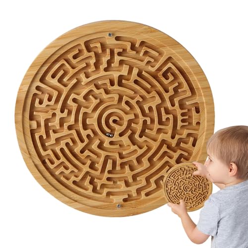 Runde Holzlabyrinthbrett, Puzzle Round Maze Labyrinth Brettspiel, Mehrzweck-Labyrinth-Puzzle-Logikspielspielzeug für, Erwachsener, Kinder, Teenager Runde Holzlabyrinthbrett, Puzzle Round Maze Labyrinth Brettspiel, Mehrzweck-Labyrinth-Puzzle-Logikspielspielzeug für, Erwachsener, Kinder, Teenager von Generisch