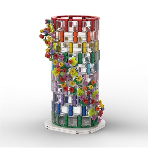 SAYN Vase Bausteine Bauset mit Sockel für Lego Blumen, 490 Teile Buntes Transparentes Vasen Modell mit Sockel, Kompatibel mit Lego 10280 10313 Blumenstrauß (ohne Blumenstrauß) von Generisch