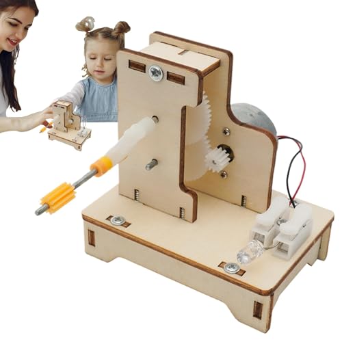 STEM-Generator-Kit, Handkurbel-Generator-Spielzeug - -Projekte Spielzeug bauen,Lernspielzeug, handgekurbelter Generator, wissenschaftliches Holzspielzeug, wissenschaftliches Experimentierset, STEM-Spi von Generisch