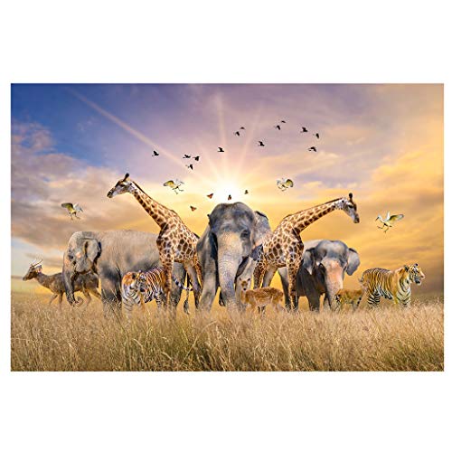 Safari-Tierwelt Puzzle, 500 Teile, 46 x 28 cm, Erwachsene Puzzle mit Elefanten, Giraffen und Tigern von Generisch