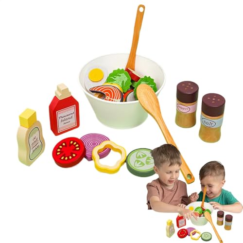 Salad Kitchen Toy, Wooden Fruit Playset, Educational Salad Play, Vegetable Playset Toy, Pretend Play Food Set for Teaching Children About Healthy Food Choices and Nutrition von Generisch