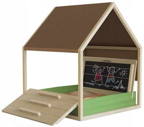 Sandkasten Mit Dach Und Kreidetafel Sandbox Sandkiste Holz für Kinder Kinderhaus von Generisch