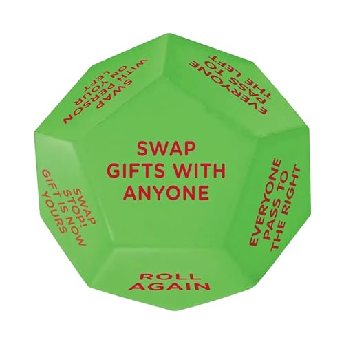 Santa Swap Gi ft Exchange Würfel, Weihnachten Würfelspiel, Santa Swap Würfel, Austausch Würfelspiel, Weihnachten Rolling Dice mit 12 verschiedenen Seiten, Weihnachtsspiele für große Gruppen von Generisch