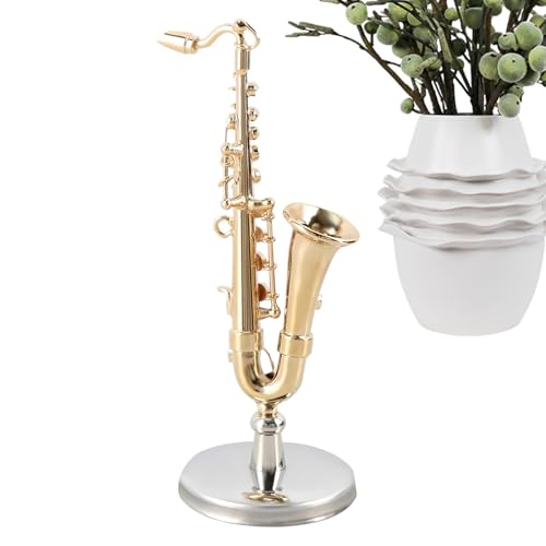 Saxophon Modell,Miniatur Musikinstrument Aus Messing | Kollektionsstück Mit Ständer Und Etui Für Zimmerdekor Und Puppenhaus Geschenk Für Erwachsene Kinder Geburtstag Weihnachten Saxophon Modell,Miniatur Musikinstrument Aus Messing | Kollektionsstück Mit Ständer Und Etui Für Zimmerdekor Und Puppenhaus Geschenk Für Erwachsene Kinder Geburtstag Weihnachten von Generisch
