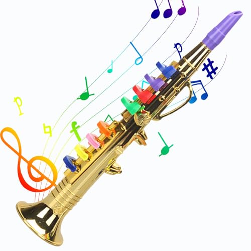 Saxophone Toy, Kids Musical Instruments, Educational Play Musical Equipment, Teaching Songs Trumpet Toy, Toy Saxophone with Colored Keys, Beginner Musical Instrument Toy, Kids Trumpet Music Toy von Generisch