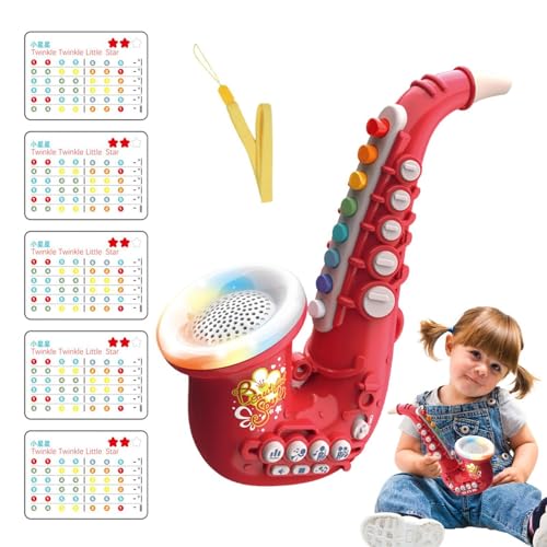 Saxophone with Light, Musical Toy Saxophone, Kids Musical Instruments Toy Light-Up Saxophone, Trumpet for Kids with Light, Simulated Saxophone Music Toy for Toddler Girls Boys Kids von Generisch