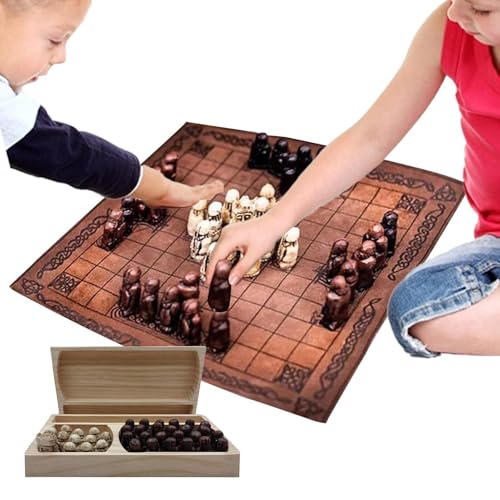 -Schach Brettspiel – 3D Schachbrett Mit Wikingerfiguren | Asymmetrisches Schach-Strategiespiel, Europäisches Hofspiel Für Kinder Und Erwachsene, Partyspiel, Reisespiel, Schachgeschenke -Schach Brettspiel – 3D Schachbrett Mit Wikingerfiguren | Asymmetrisches Schach-Strategiespiel, Europäisches Hofspiel Für Kinder Und Erwachsene, Partyspiel, Reisespiel, Schachgeschenke von Generisch