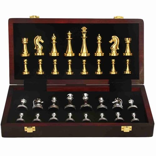 Schach-Set, Schachsets für Erwachsene, Reise-Schach-Set, Metallschach-Set für Anfänger und professionelle Spieler für Erwachsene und Kinder (39 x 39 x 3,5 cm) von Generisch