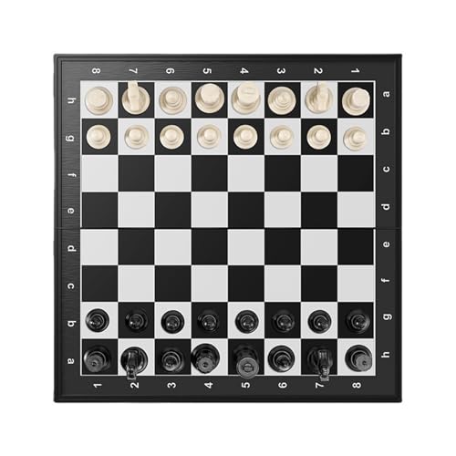 Schach-Set, magnetisches Schachspiel mit eingebauten Magneten, tragbar, faltbar, glatt, wasserdicht, lichtecht, Schach für Freizeitunterhaltung (Schwarz + Weiß, 32 x 32 cm) von Generisch