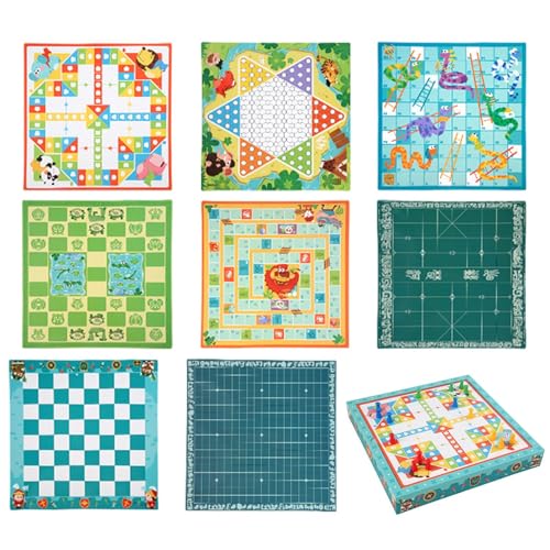 Schach- und Dame-Set, Lernspiele für Kinder | Sicheres, kompaktes Reise-Schachspiel und Brettspiel - Snakes & Ladders Multifunktionales Schach-Chinesisches Damespiel für den Weihnachts-Familienabend von Generisch