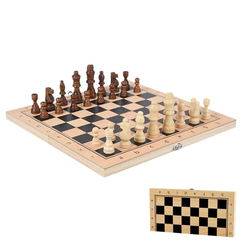 Schachbrett - Reiseschach Aus Holz Mit Klappbarem Spielbrett,Interaktives Strategiespiel für Kinder, Erwachsene, Anfänger & Familienunterhaltung Schachbrett - Reiseschach Aus Holz Mit Klappbarem Spielbrett,Interaktives Strategiespiel für Kinder, Erwachsene, Anfänger & Familienunterhaltung von Generisch