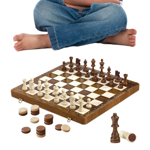 Schachspiel Klappbar Typ,Magnetisches Holz Schach Und Dame Spielset | Interaktiv Aktivitäten Für Reise Zuhause Garten Unterricht Familienabend Schachspiel Klappbar Typ,Magnetisches Holz Schach Und Dame Spielset | Interaktiv Aktivitäten Für Reise Zuhause Garten Unterricht Familienabend von Generisch