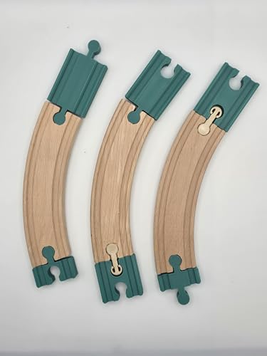 Schienenverbinder Holzeisenbahn Adapter universell passend (Set 1 Kurz - Grau) von Generisch