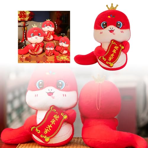 Schlangen 2025 Plüsch - Chinesisches Jahr Snake Mascot Puppe 2025 Cartoon-Jahr der Schlangen Ornamente - 12/15/20/25 cm Niedliche Handpuppen Schlangenmaskottchens Spielzeugpuppen (Rot-25cm) von Generisch