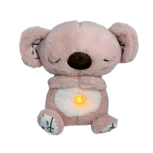 Schlummer Otter, Schlafendes Koalaspielzeug, Beruhigender Koalabär, Kuscheltier Schlummer mit Herzschlag Atembewegung und Musik, Plüsch-Serenity-Plüschtier für Kinder Neugeborene (Rosa) von Generisch