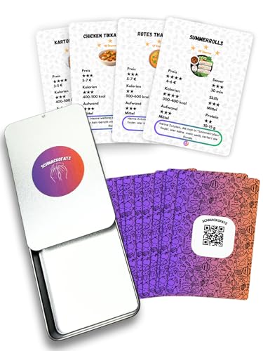 Schmackofatz Kartenspiel – Lustiges Kochspiel & Partyspiel für Paare & Freunde – Geschenk für Männer & Frauen – Familienspiel & Kochbuch für Genießer - Rezeptkarten mit QR-Code – 30 Spielkarten von Generisch