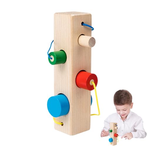 Schnür-Puzzle-Spielzeug, Schnür-Spielzeug für Kinder,Holzzylinder-Reisespielzeug - Pädagogischer Zylinder zum Entfernen von Spielzeug, interaktive passende Aktivitätsrätsel für Kinder ab 36 Monaten von Generisch