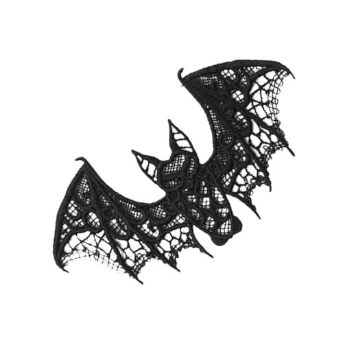 Schwarze Spitzen-Aufnäher Mit Fledermäusen – 3D-Fledermaus-Aufkleber | Fledermaus-Requisiten Für Halloween-Fenster, Fledermaus-Aufkleber Für Halloween, Gruselige Halloween-Strick-Stickerei-Fledermaus von Generisch