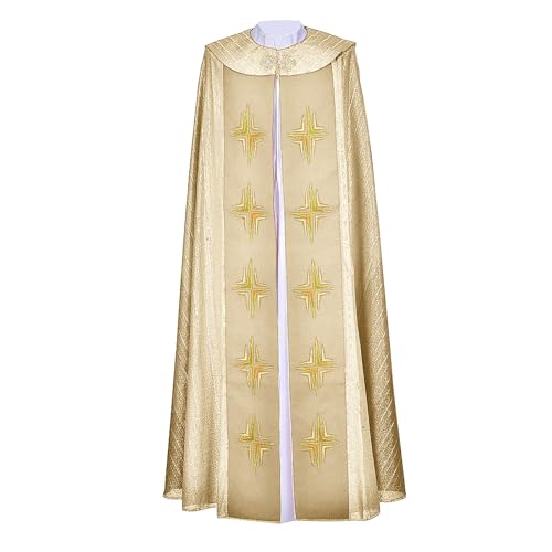 Schwarzer Umhang, bedruckter Umhang, Priester, religiöser Robe, Schal, Bühnenaufführung, Gothic, Mittelalter, Renaissance, Kostüm-Zubehör Schwarzer Umhang, bedruckter Umhang, Priester, religiöser Robe, Schal, Bühnenaufführung, Gothic, Mittelalter, Renaissance, Kostüm-Zubehör von Generisch