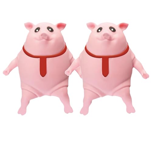 Schwein Quetsch Spielzeug | 2 Stück Anti Stress Schwein Zum Schlagen | Stressschwein Squishy Toy | Antistress Schwein Zum Stressabbau | Dehnbares Schweinchen Squeeze Toy für Kinder und Erwachsene von Generisch