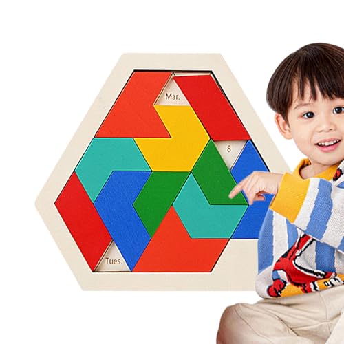 Sechseck-Puzzle aus Holz, Russisches Blockpuzzle,Tangram Denksportspielzeug | Denksportaufgaben, herausforderndes Spielzeug für Familienfeiern, räumliche Vorstellungskraft von Generisch