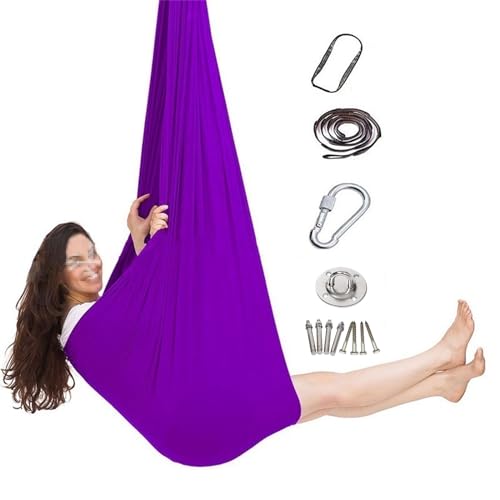 Sensorische Ganzkörpersocken, Sensorische Vertikaltuch, Hängesessel Nestschaukel Mit Zubehör， Yogatuch Zum Aufhängen, Sensorische Ganzkörper Socken Für Autismus(Lila,280x100CM/110x39in) von Generisch