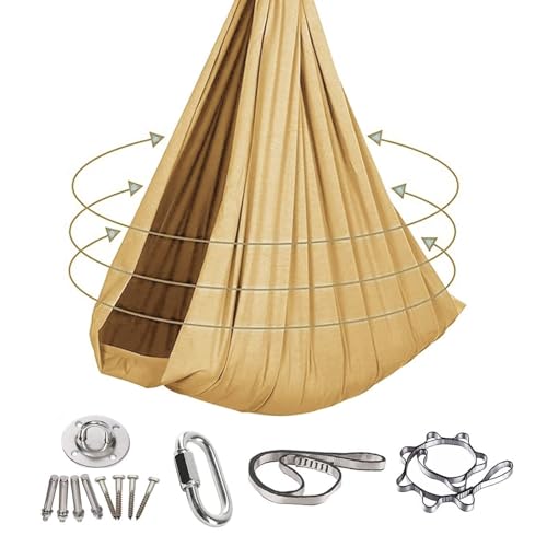 Sensorische Schaukel,Sensory Swing Sensory Körpersocken Sensorische Kompressionsdecke Therapieschaukel Kinder Erwachsene Hilfsmittel bei Autismus SPD Ängsten Konzentrationsmange Indoor Outdoor(Gold) von Generisch