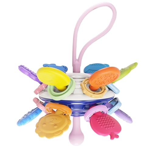 Sensorisches Pull -Spielzeug, Pull String Toy,Teether Grip Training ziehen String Food Grade Travel Seil | Frühe pädagogische sensorische Spielzeuge, interaktiver farbenfroher Teether -Ball für Kinder von Generisch