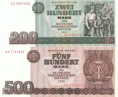 Set DDR Kapitalisten-Scheine bankfrisch (I) 200 und 500 Mark 1985 (Banknoten für Sammler) von Generisch