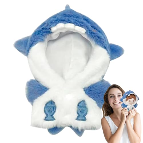 Shark-Themed Doll Hoodie, Doll Clothes Shark Hoodie, Shark Hoodie for Dolls, 7.87inch Kids Doll Clothing,Soft Anime Plush Clothing, Dress Up Toy Accessories, Doll Clothes Suit Shark Hoodie for Dolls von Generisch