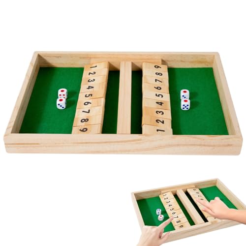 Shut The Box Spiel, Tischwürfelspiel für 2 Spieler, Mathematik-Lernspielzeug, traditionelles Familien-Reise-Brettspiel, Lern-Würfelspiel für Kinder und Erwachsene von Generisch