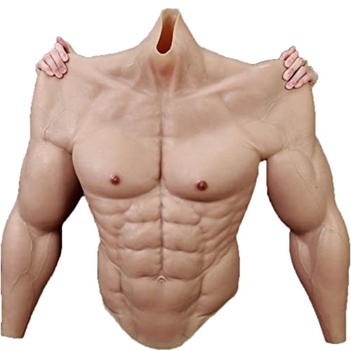 Silikon-Muskel-Brustbody mit Armen, gefälschter Muskelbauch für Cosplay, Halloween-Requisiten, realistische männliche Brustweste, Simulationshaut-Kostüm von Generisch