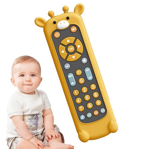 Silikonspielzeug-Fernbedienung, TV-Fernbedienungsspielzeug für Babys | Frühes Zahlenlernspielzeug mit Beißringhülle aus Silikon in Tierform,3 Sprachen (Englisch, Spanisch und Französisch) Kleinkind-TV von Generisch