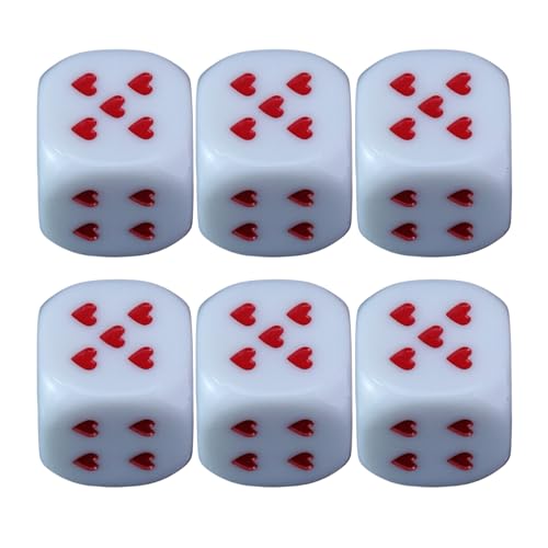 Six Sided Dice, Heart Dot Dice, Acrylic Build Compact Collectible Lightweight Portable Easy Grip Strong Material, Rounded Corner Dices for Adults Entertainment Collection, 0.98Inches, Red, White Six Sided Dice, Heart Dot Dice, Acrylic Build Compact Collectible Lightweight Portable Easy Grip Strong Material, Rounded Corner Dices for Adults Entertainment Collection, 0.98Inches, Red, White von Generisch