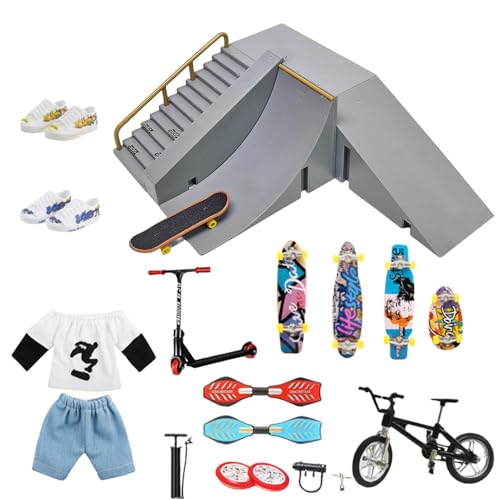 Skateboard-Geschenkset,Skate Park Kit Skateboards Swing Board Fingerspielzeug - Finger Spielzeug Kit Handboards Roller Skates Fahrrad Caster Board Zubehör Fingerboard Park Geschenk von Generisch