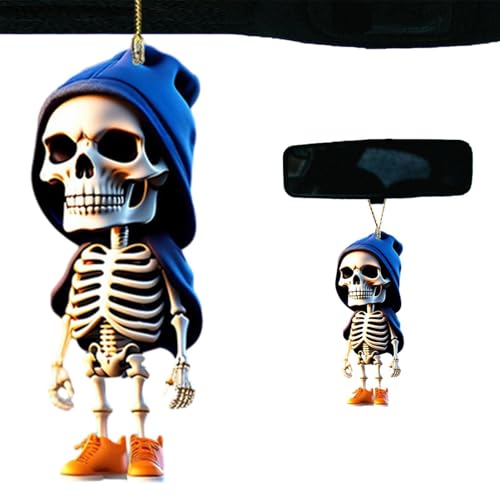 Skelett Schaukel Auto Ornament - Acryl Skelett Figuren Auto Schaukel Anhänger | Halloween Auto Innendekorationen für Rucksack, Auto, Rückansicht von Generisch