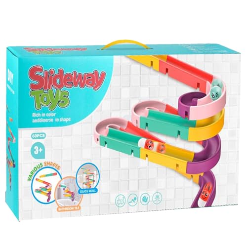 Slide Track Bath Toy - Bildungssaugne -Becher -Duschspielzeug, Dia -Track Building Kit, | Kreatives Badewanne Schienenspielzeug, interaktives Wasserrutschenspielzeug für , , Mädchen, Ki von Generisch