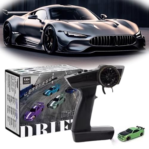 Slidey Boys -Tabletop Drift Rc Car, Drifty Boyz Rc Car, Drifty Boyz Rc Car Mini, Drifty Boyz Vapor Slide Drift Rc Car, 2025 New 1:76 Rc Drift Car with Underglow, Remote Mini Drift Car (C64 Green) von Generisch