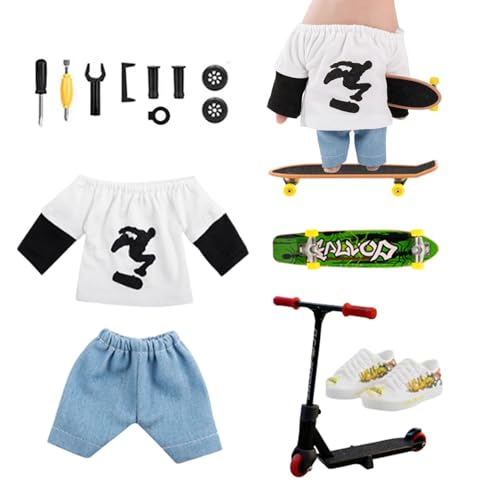 Small Finger Board Toys, Kids Finger Scooter Skateboard Set, Party Supplies with Skating Finger Toys, Finger Skater Tool Accessories, Shoes, Pants for Finger Skater, Indoor Toys for Kids, Birthday Gif von Generisch