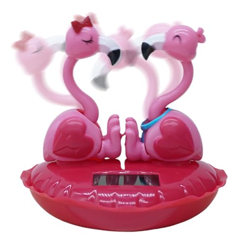 Solarbetriebener tanzender Flamingo,Solar-Wackelkopf-Flamingo | Armaturenbrett-Wackelkopfspielzeug - Valentinstag-Auto-Armaturenbrett-Schüttelkopf-Dekoration, Desktop-Armaturenbrett-Ornament für Auto von Generisch