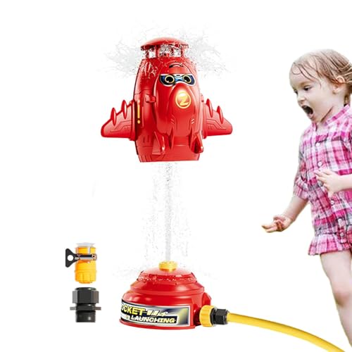 Space Rocket Sprinkler, Sprinklerrakete im Freien Wasserspielzeug,Netter Garten außerhalb von 360 ° Rotierende Raketenform Sprinkler - Kinder spielen Spielen Wasserspielzeug für Mädchen im Alter von 4 von Generisch