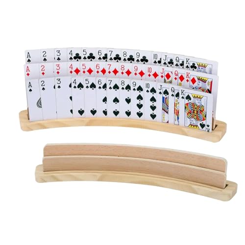 Spielkartenhalter | Spielkartenhalter aus Holz | 2 Stück Spielkartenhalter aus Holz | gebogener freihändiger Kartenhalter, perfekt für Poker, Canasta, und Pinochle, Kinder, Erwachsene Spielkartenhalter | Spielkartenhalter aus Holz | 2 Stück Spielkartenhalter aus Holz | gebogener freihändiger Kartenhalter, perfekt für Poker, Canasta, und Pinochle, Kinder, Erwachsene von Generisch
