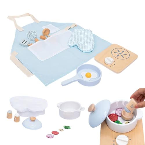 Spielkochset, Küchenspielzeugset - Spiel- Essenssets aus Holz für Kinder | Kinderküchenspielzeugzubehör, Kochen-Spielset mit Spieltöpfen und -pfannen, Lernspielzeug für Mädchen und ab Spielkochset, Küchenspielzeugset - Spiel- Essenssets aus Holz für Kinder | Kinderküchenspielzeugzubehör, Kochen-Spielset mit Spieltöpfen und -pfannen, Lernspielzeug für Mädchen und ab von Generisch