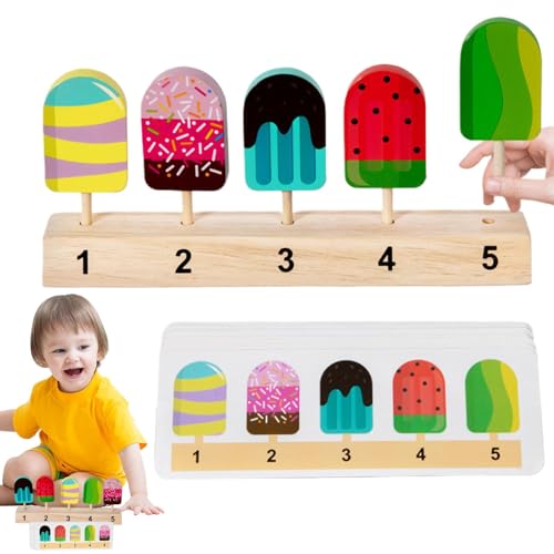 Spielzeug-Eiscreme-Set, Eiscreme-Kleinkindspielzeug - Eislutscher-Spielzeug - Hölzernes Eiscreme-Streichholz-Spielzeug, Rollenspiel Küchenzubehör für Kleinkinder ab 3 JahrenPassendes Spielzeug, Kinder von Generisch