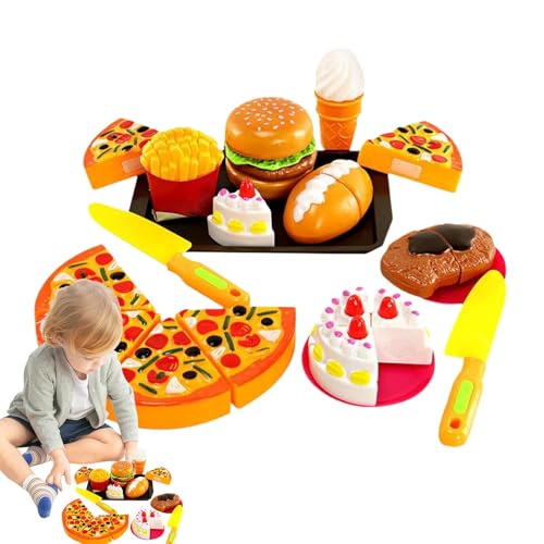 Spielzeug-Essen für Kinder, Küchenset, Küchen-Essen-Spielzeug | Küchen-Rollenspiel-Essensset,Stellen Sie sich vor, Sie spielen Essen mit Kuchen, Pizza, , Pommes Frites, Burger-Spielzeug, Vorschul-Lern von Generisch