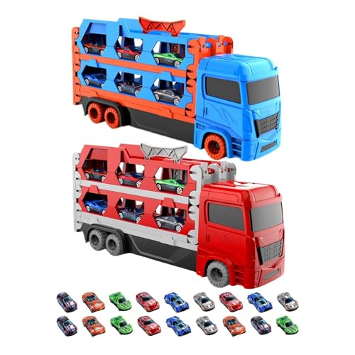 Spielzeug-LKW für Kinder, Transportfahrzeug-Spielzeug,Lustiges faltbares Transport-LKW-Spielzeug für Mädchen - Auto-LKW-Spielzeug mit 18 kleinen Fahrzeugen für, Mädchen, Kleinkinder und Kinder von Generisch