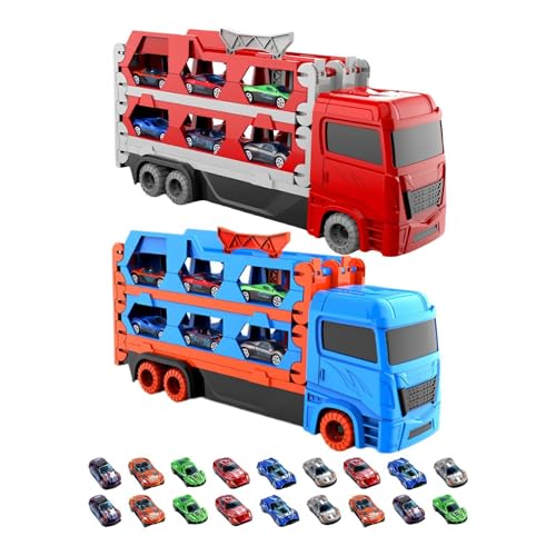 Spielzeug-LKW für Kinder, Transportfahrzeug-Spielzeug | Klappbares Autotransporter-Spielzeug - Kinderspiel-Trucks-Spielzeug mit 18 kleinen Fahrzeugen für, Mädchen, Kleinkinder und Kinder von Generisch