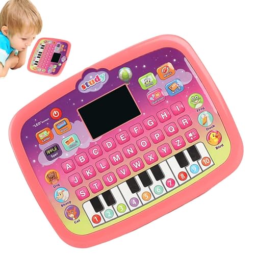 Spielzeug-Laptop-Tablet - Kinder geben vor, Laptop zu spielen - Singen und lernen Laptop-Spielzeug mit Lichtern, Geräuschen und Musik fördert die Buchstaben-, Zahlen-, Formen- und Tiererkennung für Ki von Generisch